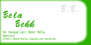 bela bekk business card